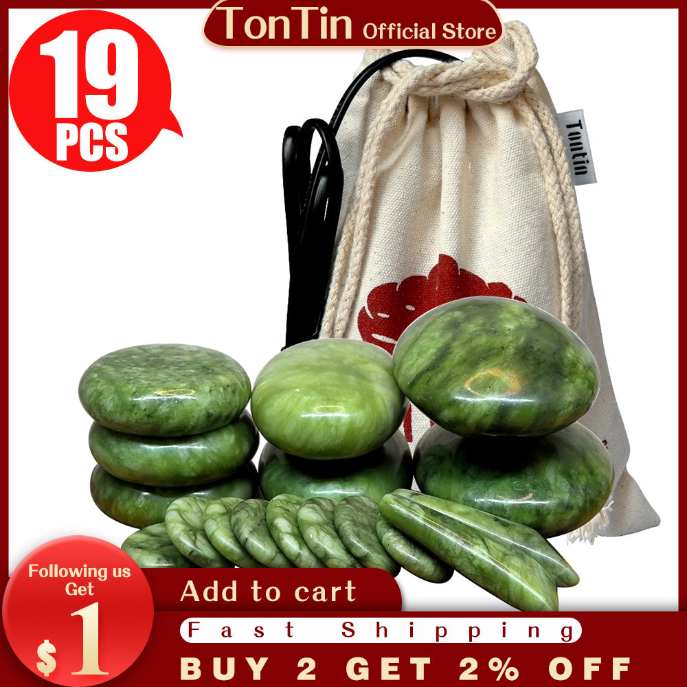 Tontin Jade glaze therapy hot stone massage Set massager back massageador Health Care stones for massage spine basalt stone spa