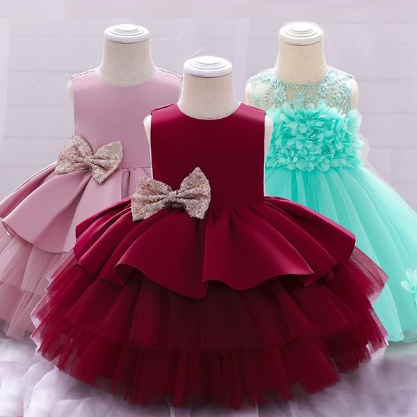 Baby Christmas Outfit Baby Girl Flower Princess Wedding Dress Infant Sequin Dress Birthday Party Dress Newborn Children Dressess 210315