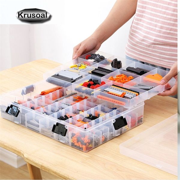 Multi-Layer Building Blocks Lego Toys Large Capacity Kids Storage Case Clear Plastic Organizer Box Dispenser Space Saving Box 210315