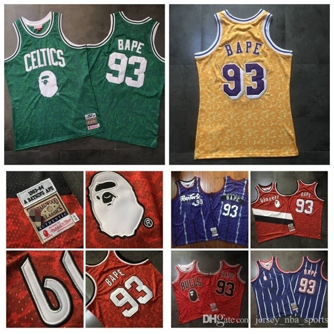 Men 93 BAPExMITCHELL & NESS Green Purple yellow red 1982-83 Classics Double-Embroidered Jersey youth s-2xl 12