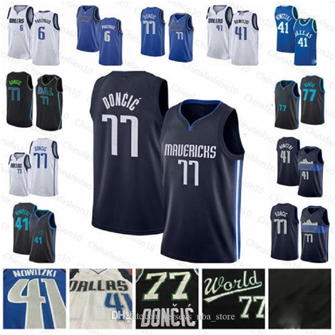 Mens 77 Doncic Jersey 41 Nowitzki youth Kristaps 6 Porzingis Vintage Basketball Jerseys S-XXL