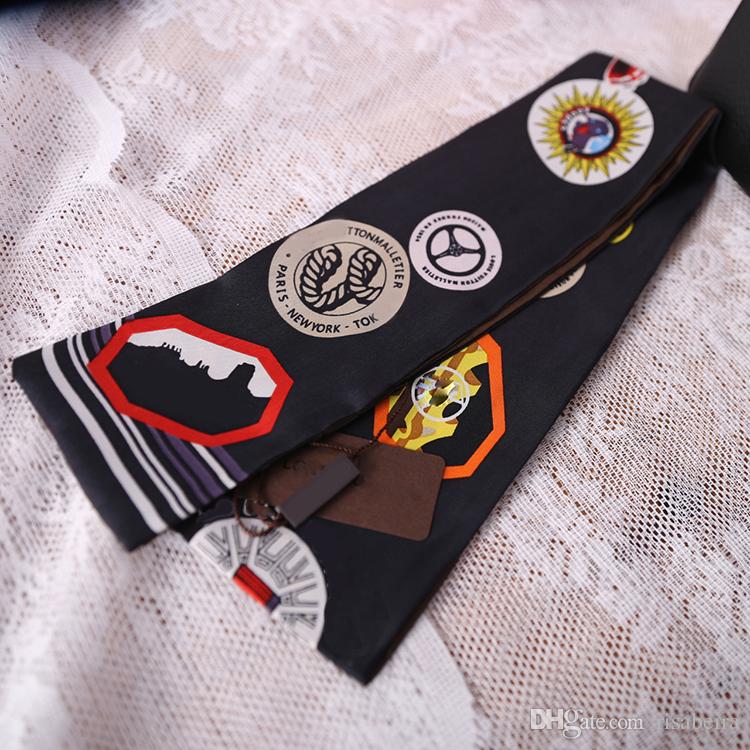 Fashion Print Small Rectangle Scarf Headband Brand Silk Scarves Female Can For Handbags