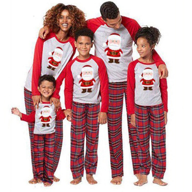 2021 New Christmas Santa Claus Print Pajamas Sets Casual Parent-child Clothing Dad Mom Kids Baby Sleepwear Family Matching Outfits Vra0