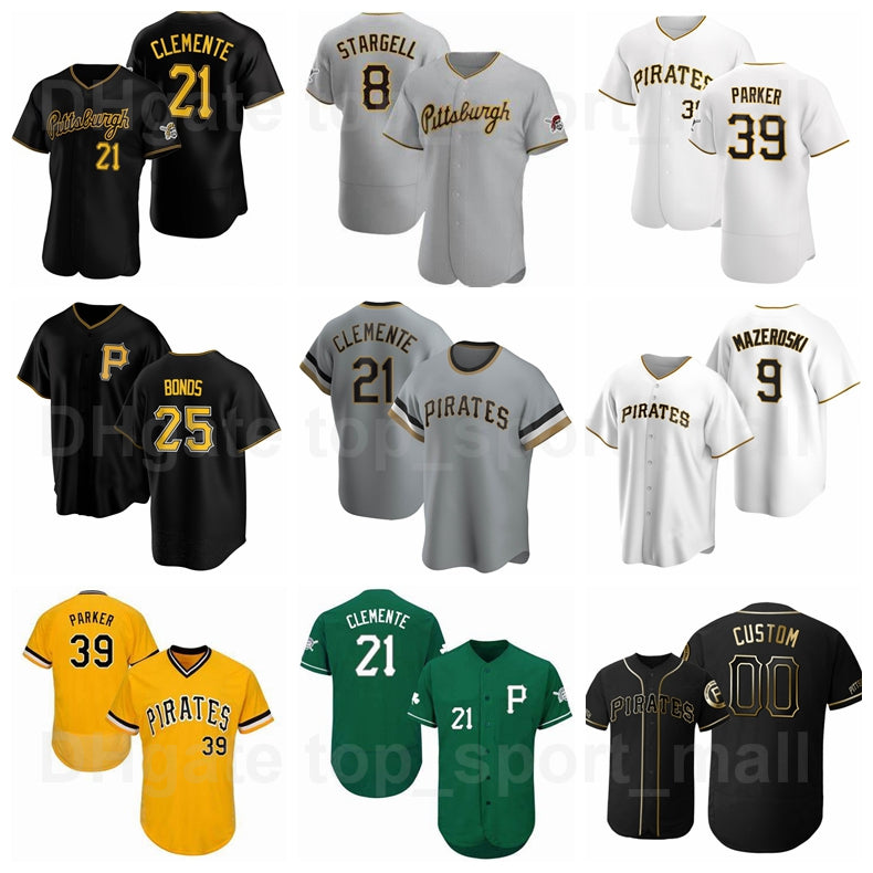 Baseball 21 Roberto Clemente Jersey 8 Willie Stargell 39 Dave Parker 25 Barry Bonds 9 Bill Mazeroski Cooperstown Flexbase Team Man Woman Youth