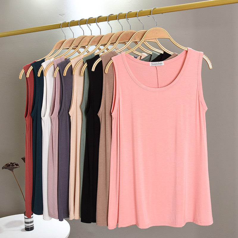 Vest Modal Women&#039;s Summer Large Loose Swing Round Neck Base Shirt Thin Inside and Wide Shoulder Strap Outside
