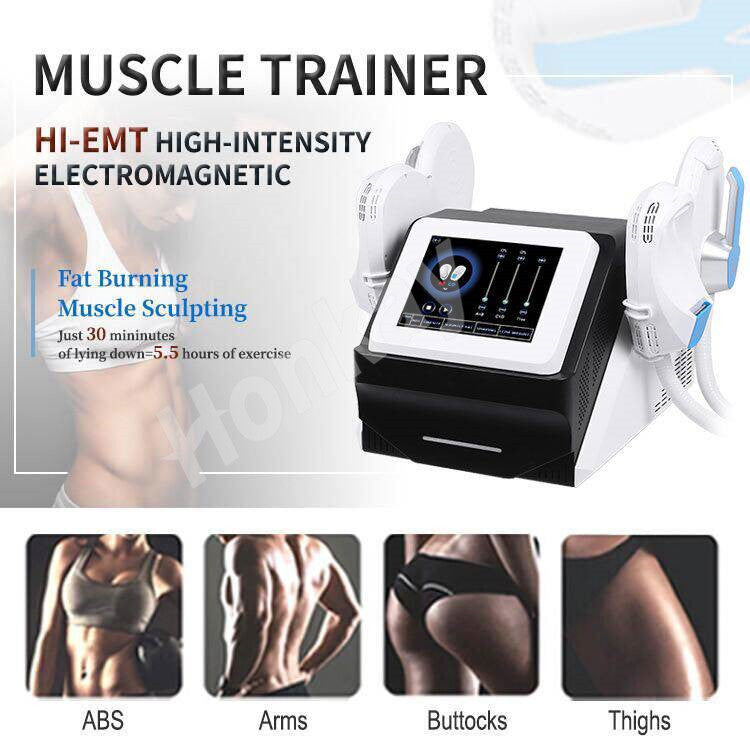 latest air cooling 5 handles Hi-emt slimming weight loss machine electromagnetic Muscle Stimulation fat burning body shaping beauty equipment