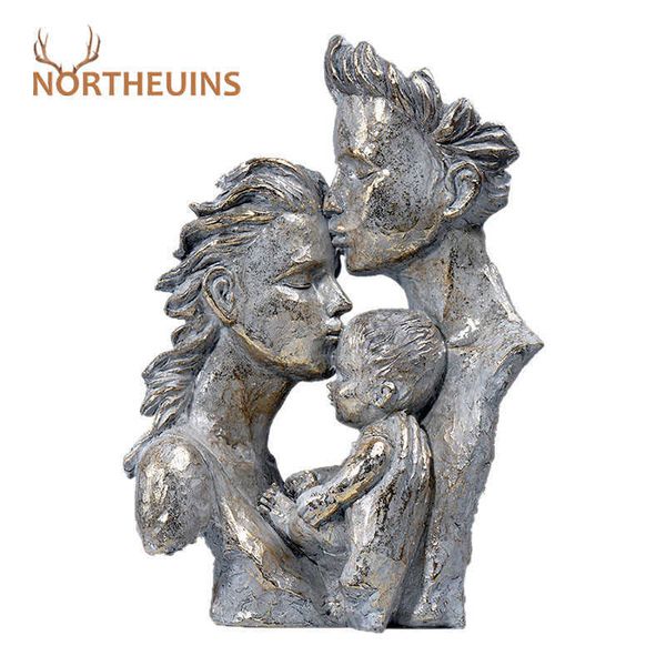 NORTHEUINS Resin Family Figures Figurines Statue Modern Sculpture Home Loft Desk Decor Accessories Object for Living Room