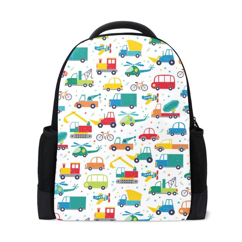 School Bags Children&#039;s Backpacks Cartoon Car Prints Pattern Bag Kids Cute Book Teenager 2021 16 Inch Schoolbags Mochila