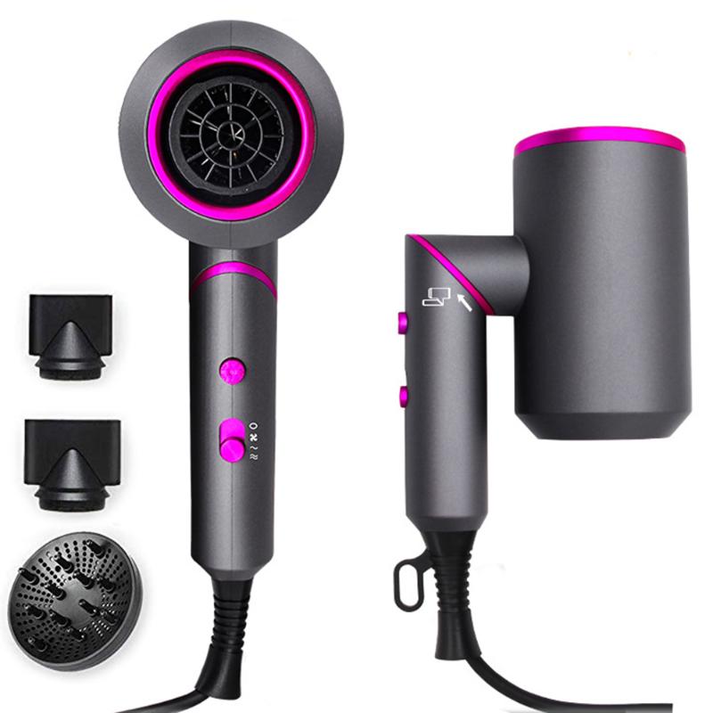 Electric Hair Brushes 2021 Folding Dryer With Diffuser And Nozzle Lightweight Blow For Travel Ceramic Tourmaline Salon