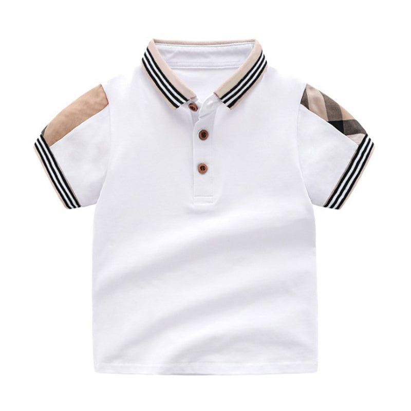 Children T-shirt Tees Summer Kids Clothing Baby T shirts Tops Boys and Girls Cotton Short Sleeve High Quality Lapel Plaid