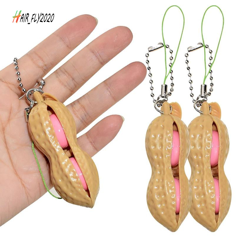 Anti Stress Peanut Push Bubble Squishy Toy Stress Relief Fidget Toys Mini Keychain Improve Focus Officer Toys For Kid DHL HJ01
