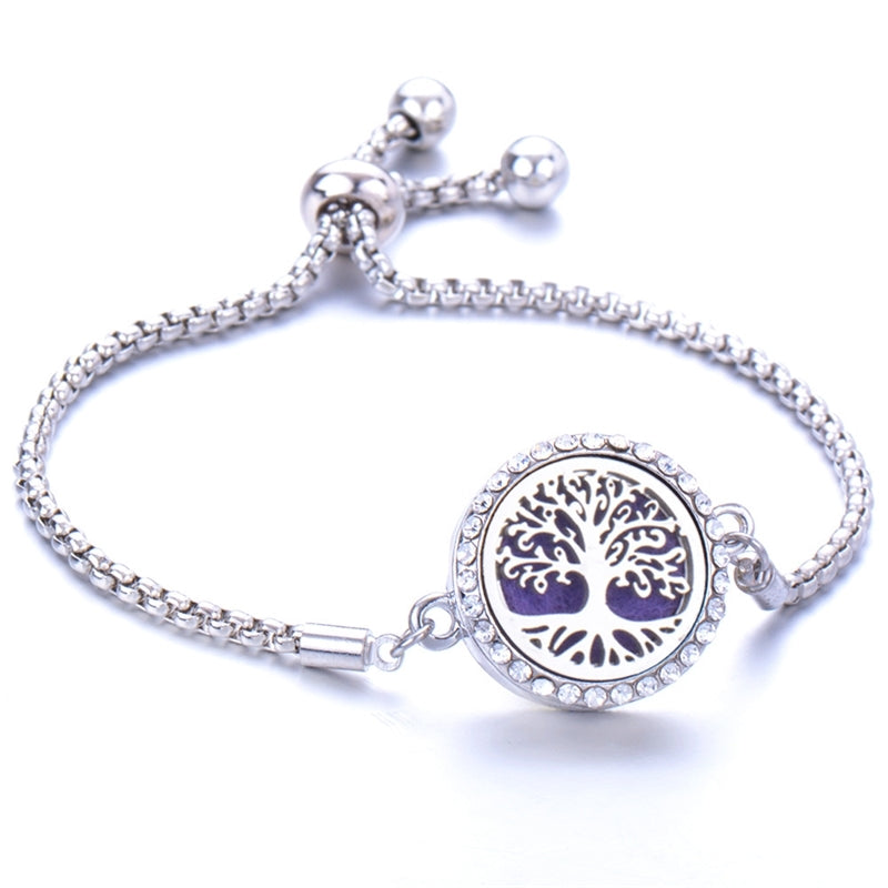 Hollow titanium aromatherapy seaman can open the essential oils, bracelet, life tree, adjustable size perfume bracelet.