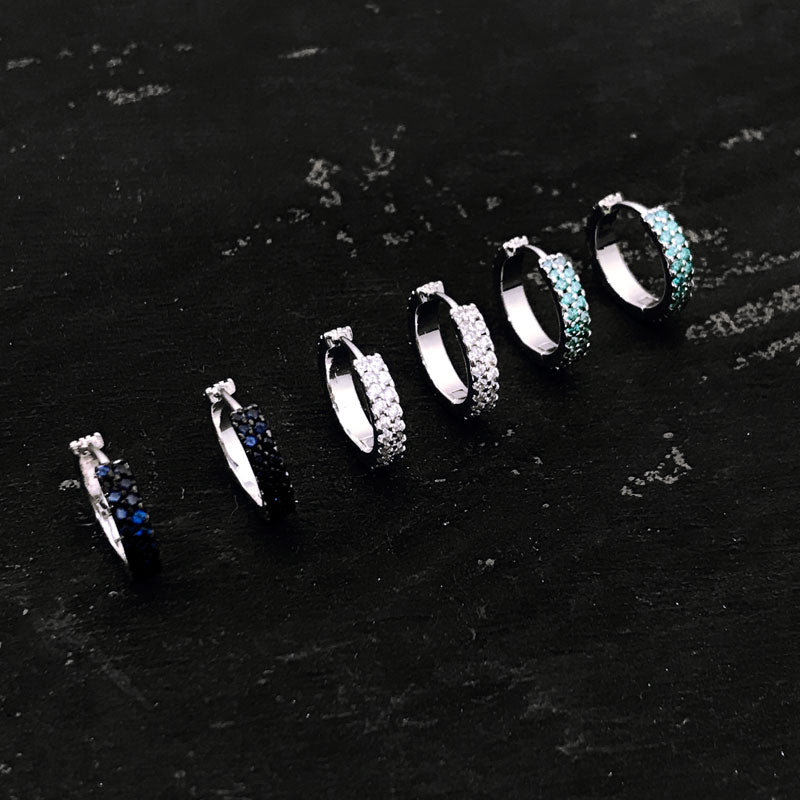 S925 pure silver women&#039;s circular hoop double row drill earrings are simple and luxurious brand Monaco jewelry