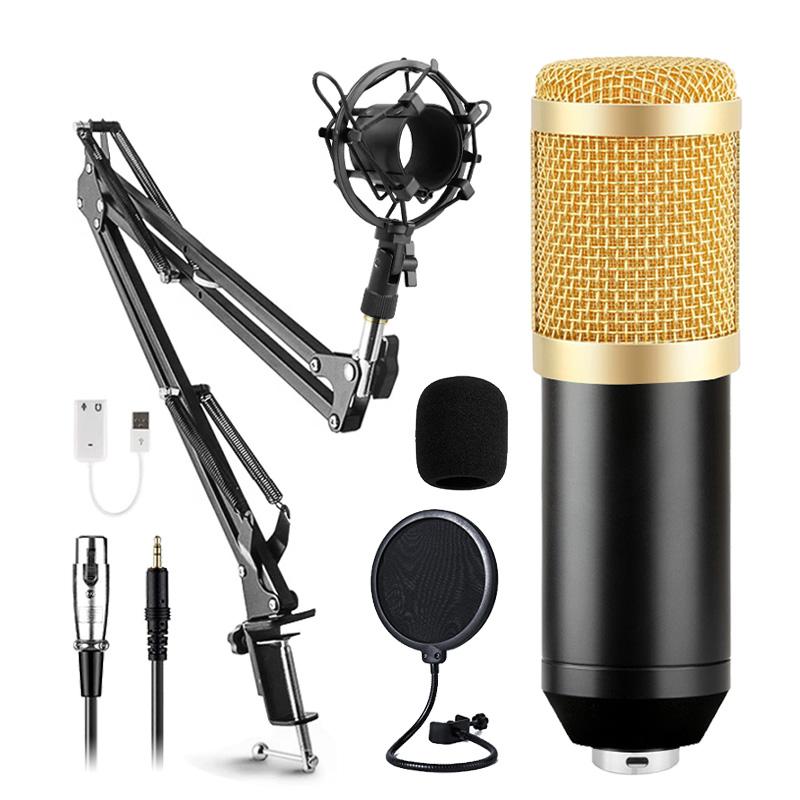 Microphones Professional Microphone BM800 Karaoke Condenser With Sound Card Microfone Kits For Youtube Computer Studio Recording
