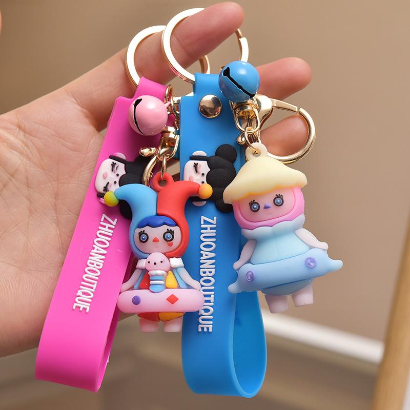 Keychains 2021 Creative PVC Small Mushroom Doll Selling Cute Clowns Car Keyrings Fashion Bubble Gum Girl Key Chain Wholesale