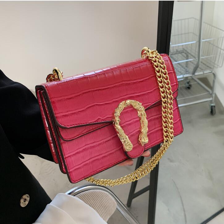 Factory wholesale women chain bag simple atmospheric pressure flower leather handbag street Stone grain shoulder bags Candy-colored leathers fashion