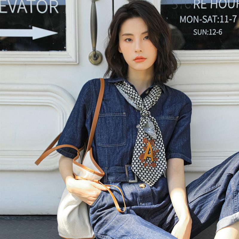 Scarves 14*122cm Silk Long Scarf Double-sided Twill Mulberry Narrow Tie Bag Printed Decorative Streamer