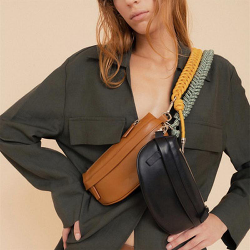 Waist Bags Fashion Mini Chest Bag Women Brand Designer PU Leather Phone Belt Pouch Knitting Braided Shoulder Pack