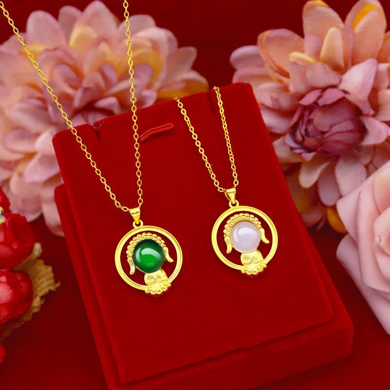 Pendant Necklaces For Women Buddha Necklace 24K Gold Religious Chain Choker Party Wedding Engagement Jewelry Wholesale