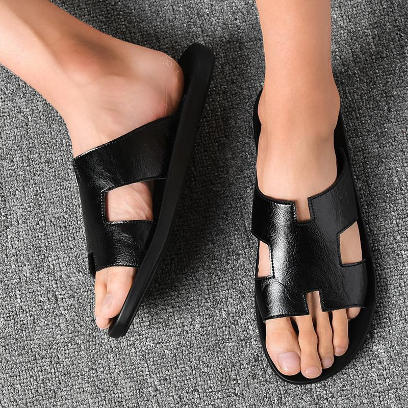 Slippers Hombre Sandel Rasteira De Cuir Gladiators Ete Transpirables Erkek Playa Couro Sandal Verano Sandals-men Masculina Beach For Men