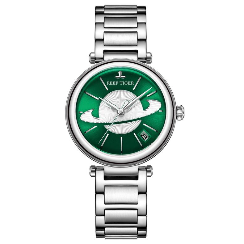 Wristwatches Reef Tiger RGA1591 Women Luxury Planet Dial Sapphire Mirror Lady Automatic Self Wind Meachanical Wrist Watches - Silver