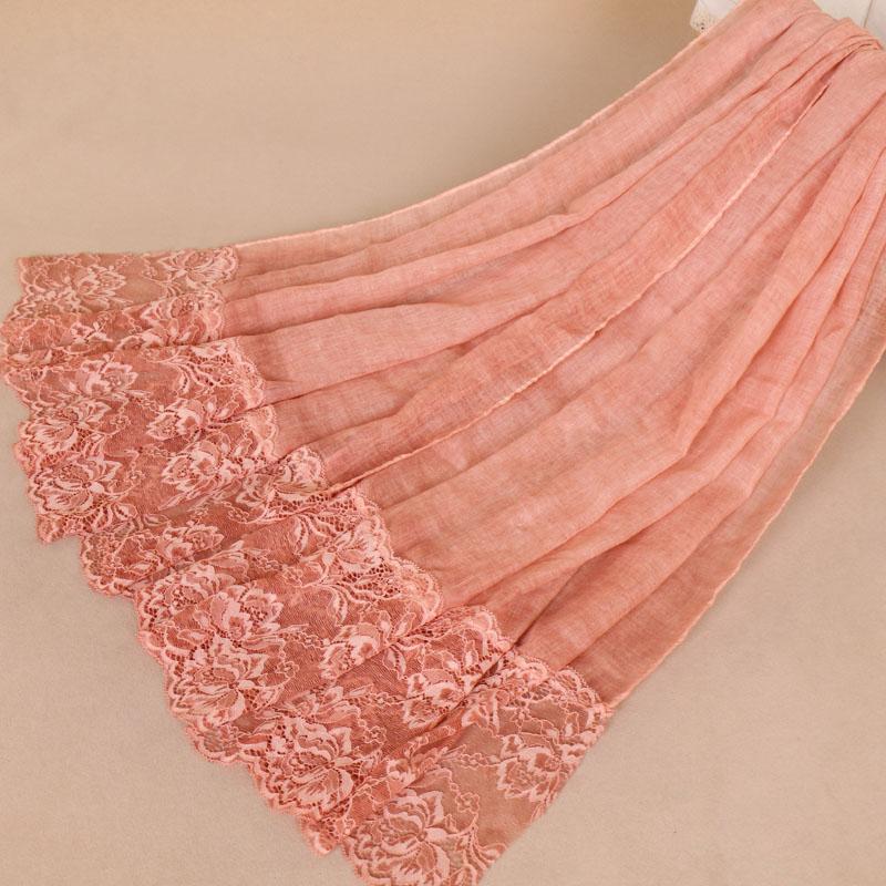 Scarves Women Floral Lace Hijab Bandhnu Cotton Scarf Muslim Pashmina Wraps Long Shawls-scarf 10 Color 180*90cm