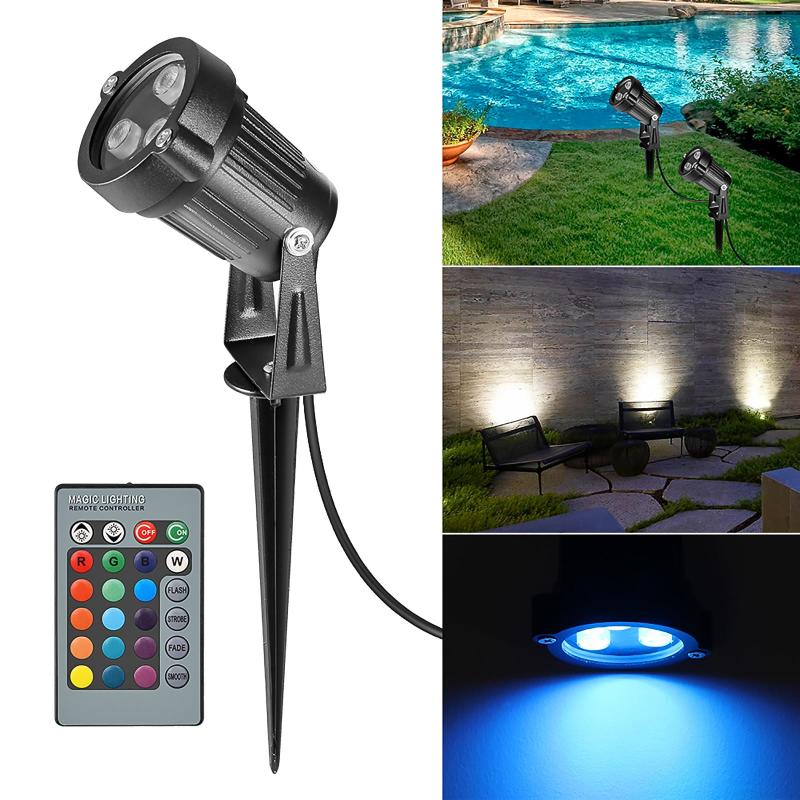 Lawn Lamps LED Outdoor Solar Lights RGB Changing Ground Lamp Waterproof Landscape Spotlights Garden Decoration