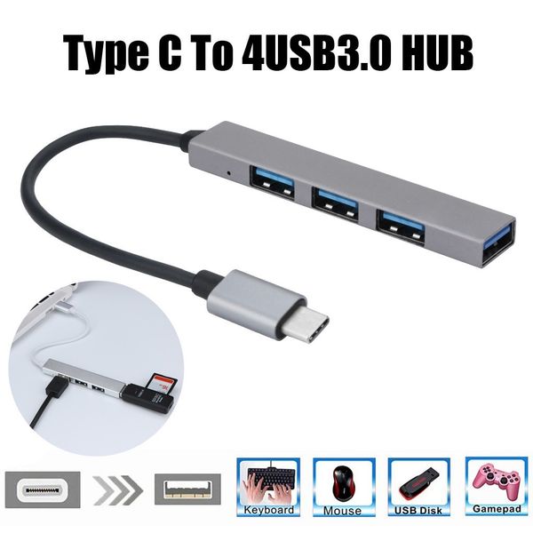 Type-c To 4 Usb Hub Expander Ultra-thin Mini Portable 4-port Usb 3.0 Hub Multi-function Phone PC Laptop Accessorie
