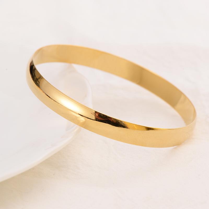 Bangle Fashion Jewellery Charm Gold Color Smooth Bracelet & Minimalism Circular Jewelry For Women Men