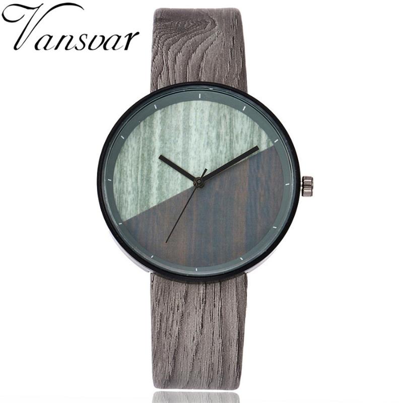 Wristwatches 2021 Women Watch Creative Art Wood Grain Leather Ladie Simple No Digital Casual Fashion Quartz Pretty Half Color Feminine