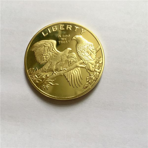 10 Pcs Non Magnetic Bald Eagle American Animal Badge 24K Real Gold Plated 40 Mm 1 Oz Collectible Home Decoration Coin