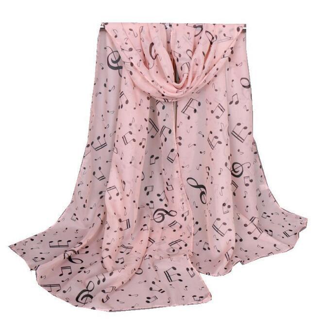 Scarves 10pcs Vintage Fashion Women Musical Note Printed Thin Silk Neck Wraps Scarf High Quality Black Pink