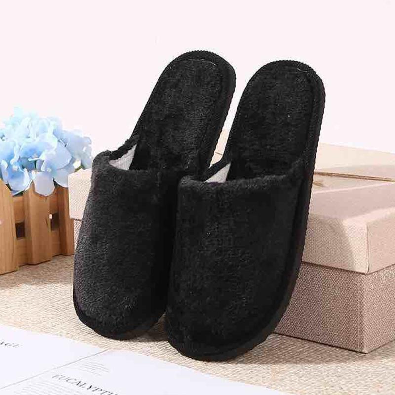 Slippers Couple Winter Warm Women Soft Cotton Candy Color House Indoor Flats Shoes