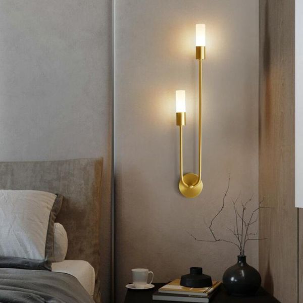 Wall Lamp Modern Led Nordic Brass Sconce Lights For Bedroom Bedside Reading Corridor Aisle Home Indoor Decoration Lighting