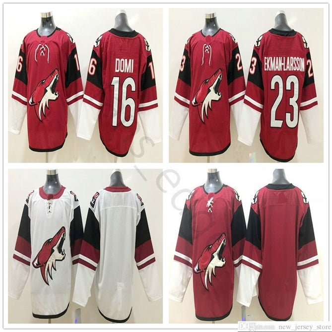 96 New Style Arizona Coyotes Hockey Jerseys 16 Max Domi Home Red 23 Oliver Ekman Larsson Blank White Stitched Jersey Free Fast Shipping
