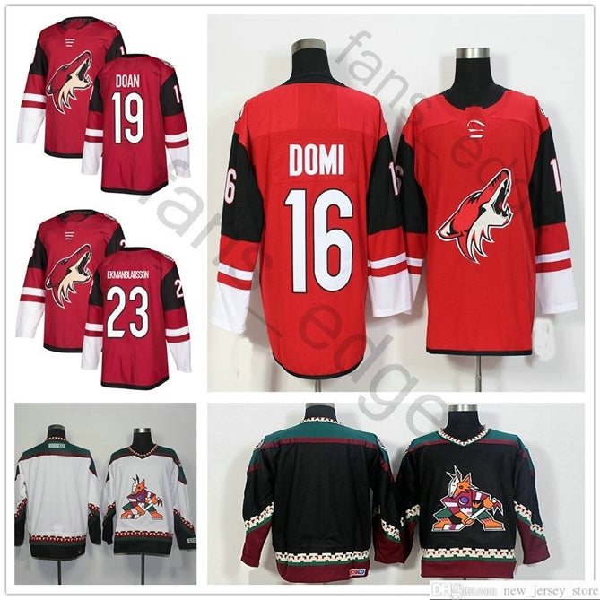 96 New Season Arizona Coyotes Ice Hockey #16 Max Domi Jersey Red 23 Oliver Ekman-Larsson 19 Shane Doan Blank Black White Jerseys