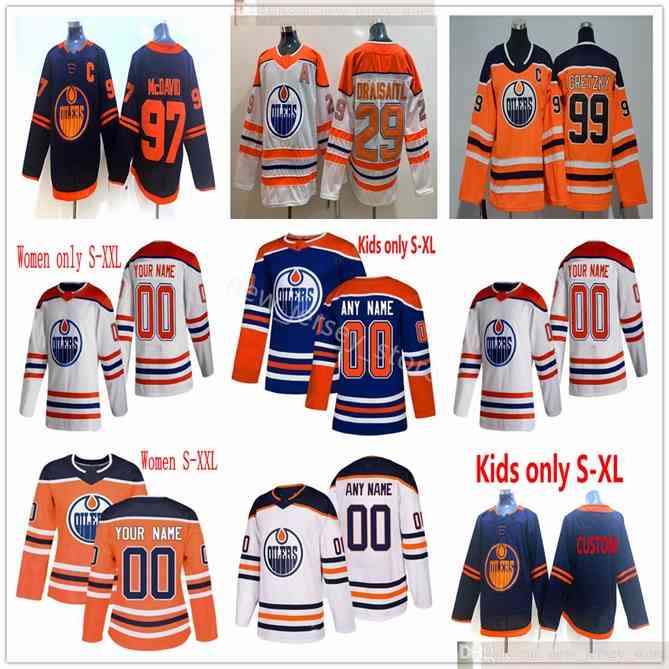96 2021 Reverse Retro Men Women Kids Youth Hockey Edmonton Oilers Wayne Gretzky Connor McDavid Leon Draisaitl Jesse Puljujarvi Adam Larsson