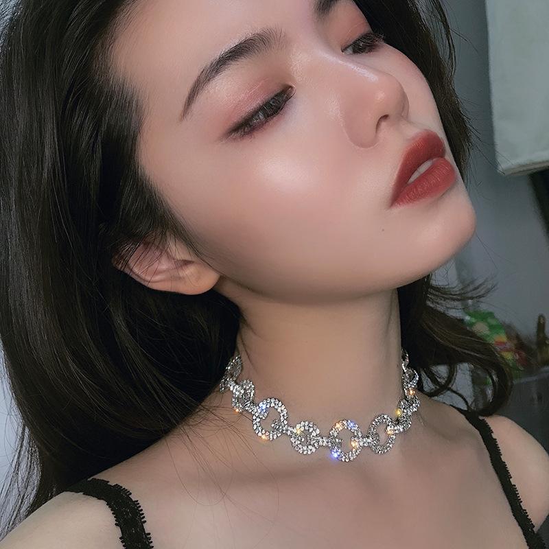 Chokers MOGAKU Shiny Full Crystal Necklaces For Women Bling Exquisited Clavicle Chains Fashion Necklace Party Nightclub Jewelry