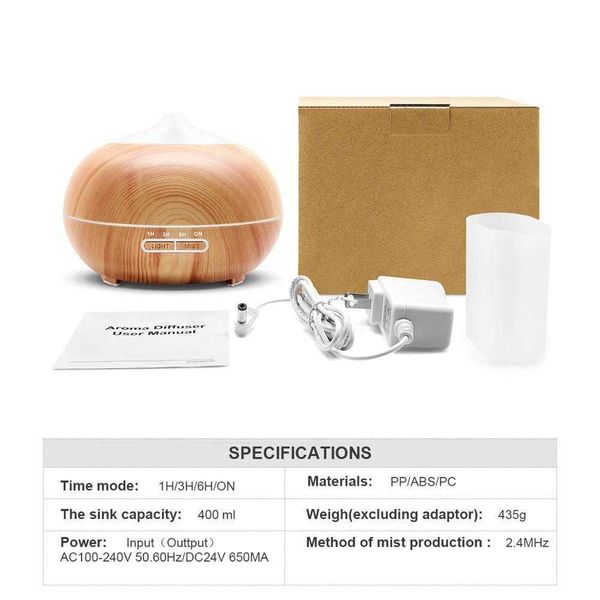 Humidifiers Air Humidifier Essential Oil 400ml Ultrasonic Cool Mist Maker Fogger Humidifiers LED Lamp Aroma Diffuser Electric Home 210724 CL