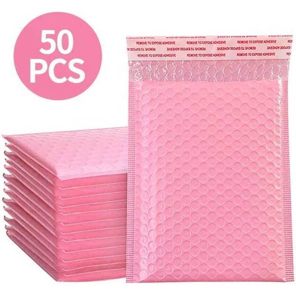 50pcs Bubble Mailers Pink Poly Bubble Mailer Self Seal Padded Envelopes Gift Bags black-blue Packaging Envelope Bags For Book 210724