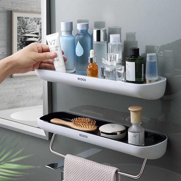 2PCS- Set Bathroom Shelf No Drill Organizer Wall Mounted Shampoo Spices Shower Storage Rack Holder Bathroom Accessories 210724