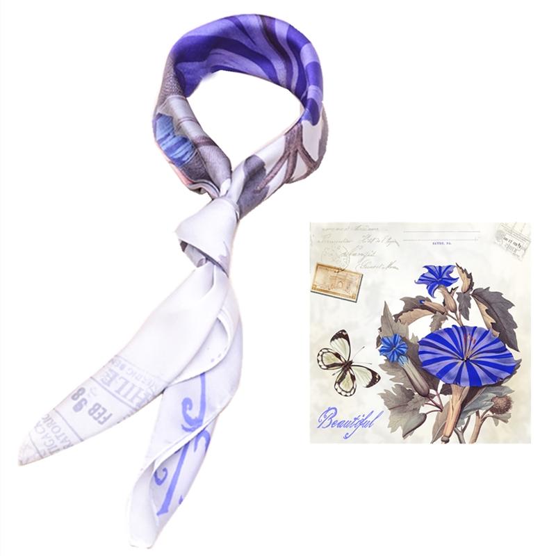 Scarves 70*70cm Luxury Hijab Silk Bandana Square Scarf Women Headband Fashion Print Neck Scarfs Office Hair Band Hand Kerchief Female
