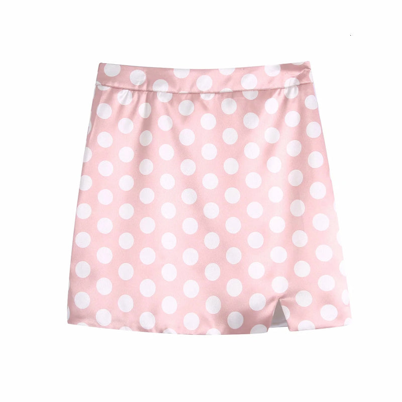 Skirts Sweet Woman Pink Dot Halter Satin Short Blouse 2021 Summer Fashion Ladies Beach Cropped Top Female Chic Sleeve Tops GRTZ