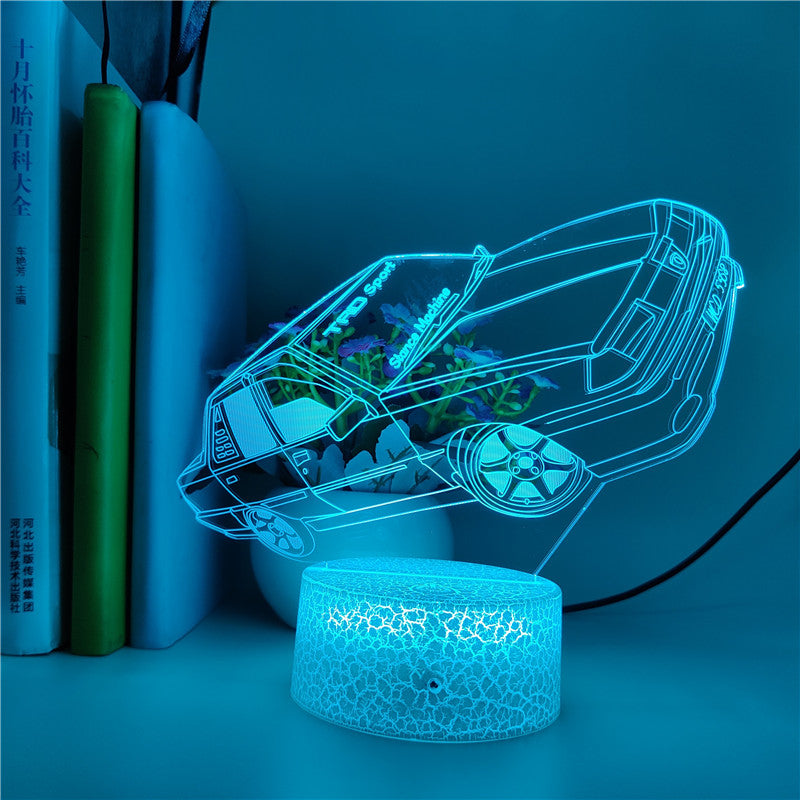 3D Illusion Baby Night Light LED Car Nightlight Touch Sensor Table Lamp with Remote Control Gaming Room Color Changing Decoration