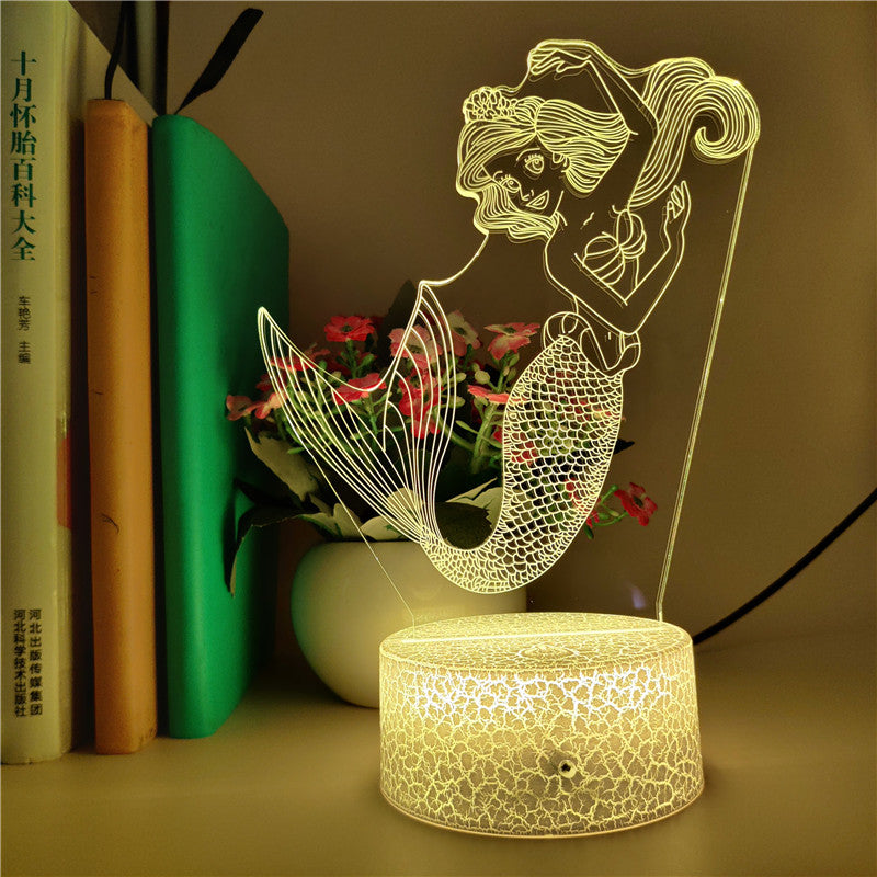 3D Desk Lamp Kids Night Light LED Mermaid Nightlight APP Control Holidays Birthday Gift Room Party Hotel Atmosphere Decoration