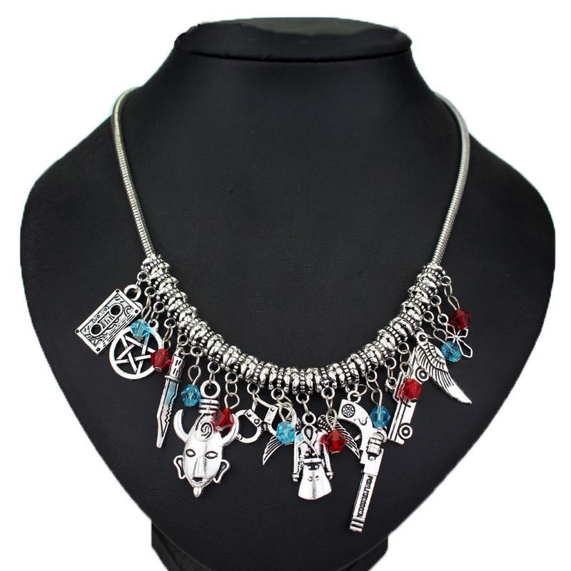 Pendant Necklaces Women Supernatural Gun Tape Multi-pendant Choker Necklace Snake Chain Accessories Colar