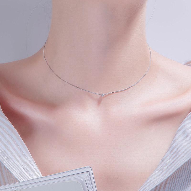 Chokers 925 Sterling Silver Choker Necklaces Women Fine Jewelry Wedding Accessories Geometric Pendant Beads Necklace Wholesale