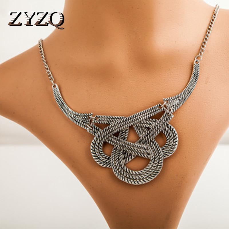 Pendant Necklaces ZYZQ Short Style Choker Hyperbole Necklace For Women Silver Plated Golden Color Available Twist Design Wholesale Lots&Bulk