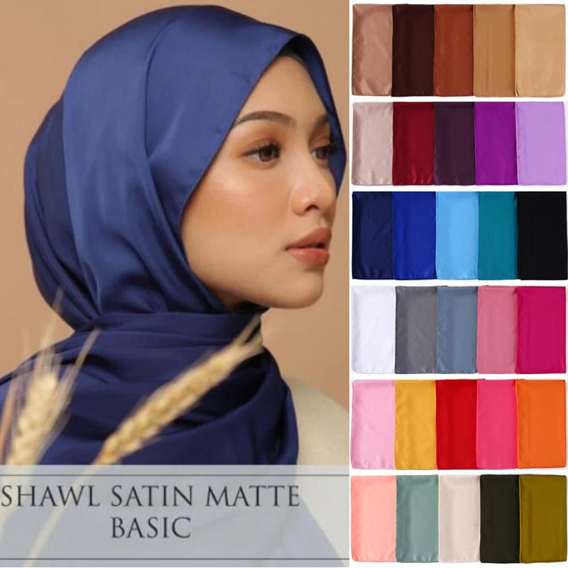Scarves Women Matte Silk Satin Hijabs Scarf Long Size Plain Shawls Dress Hijab Pashmina Solide Color Muslim Shawl Wraps