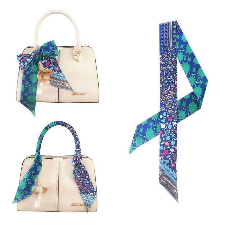 Scarves Luxury Long Skinny Scarf Brand Silk For Women Paris Letter Print Bag Handle Ribbons Head Gift